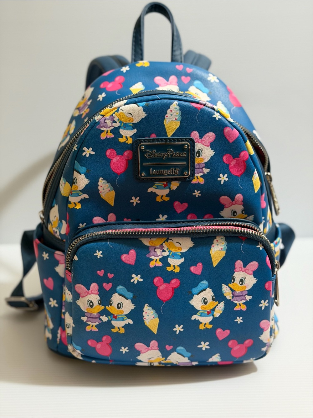 Disney Parks Loungefly Donald & Daisy Ice Cream Mini Backpack READ FLAW INFO